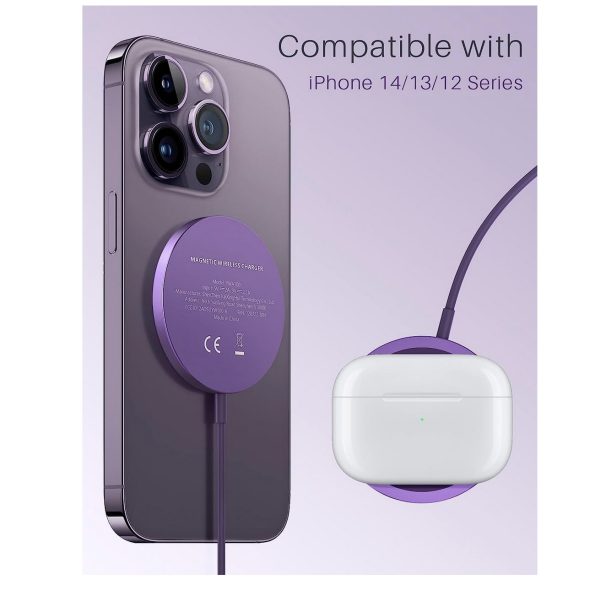 15W Apple Mag Safe Magnetic Wireless Charger Purple 1
