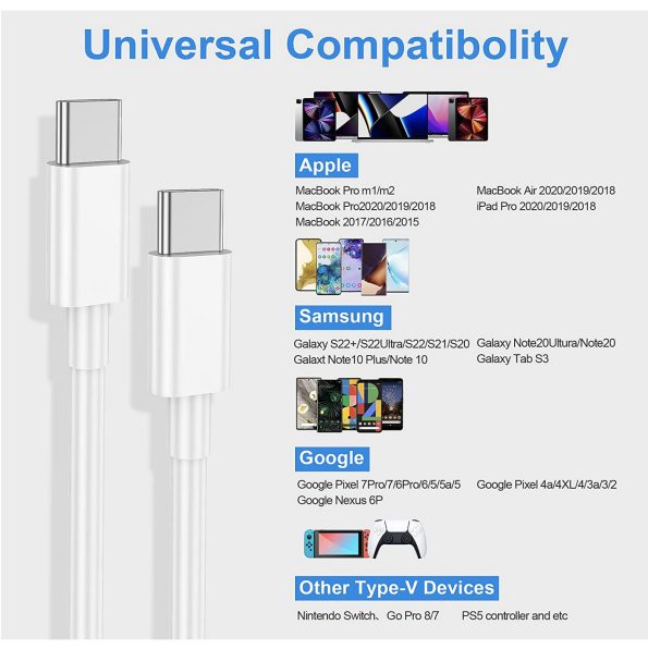 60W Type C Apple Fast Charging Cable White 1 1