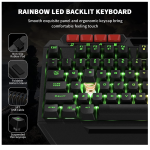 AULA Rainbow LED Backlit Gaming Keyboard Mouse Headset and Mousepad Combo USB Wired Bundle for PC