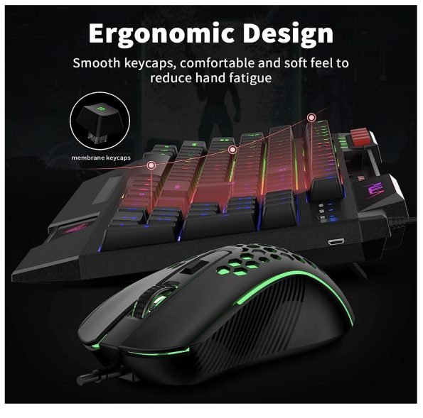 AULA Rainbow LED Backlit Gaming Keyboard Mouse Headset and Mousepad Combo USB Wired Bundle for PC 5