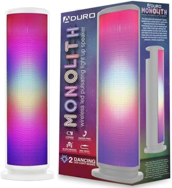Aduro LED Wireless Speaker with Pulsating Lights %E2%80%93 White
