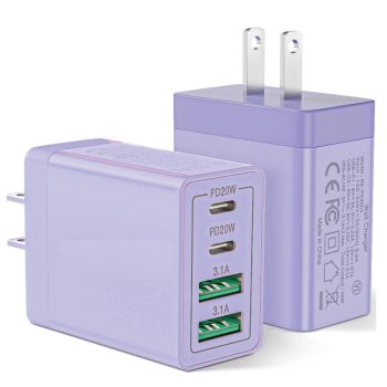 Aioneus-40W-4-Port-Fast-USB-C-Charger-Block-Dual-Port-PD-USB-A-3.0-QC-Dual-port-Type-C-Purple