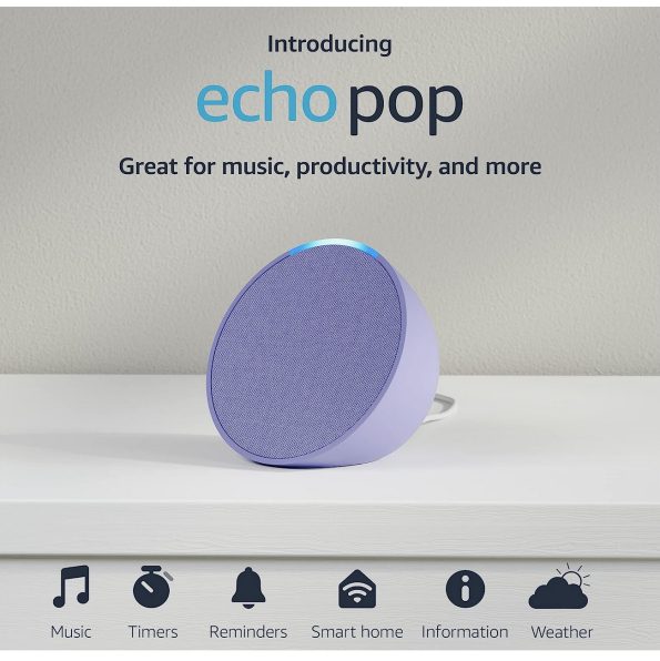 Amazon Echo Pop smart speaker with Alexa Lavender Bloom