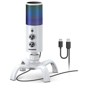 Aokeo USB Gaming Condenser Mic with Gain White