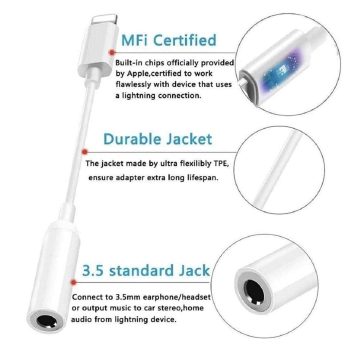 Apple MFi Certified Lightning to 3.5mm AUX Connector 1