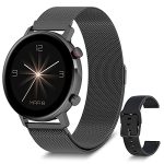 BRIBEJAT Smart Watch %E2%80%93 Black %E2%80%93 Magnetic Stainless Steel Mesh Band %E2%80%93 1.32in
