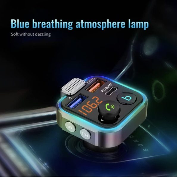 Bluetooth FM Transmitter with Type C PD 20W QC3.0