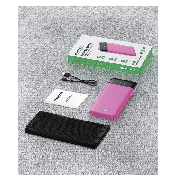 Charmast Slim Portable Charger USB C 3A Fast Charging 10400mAh with LED Display Pink 2
