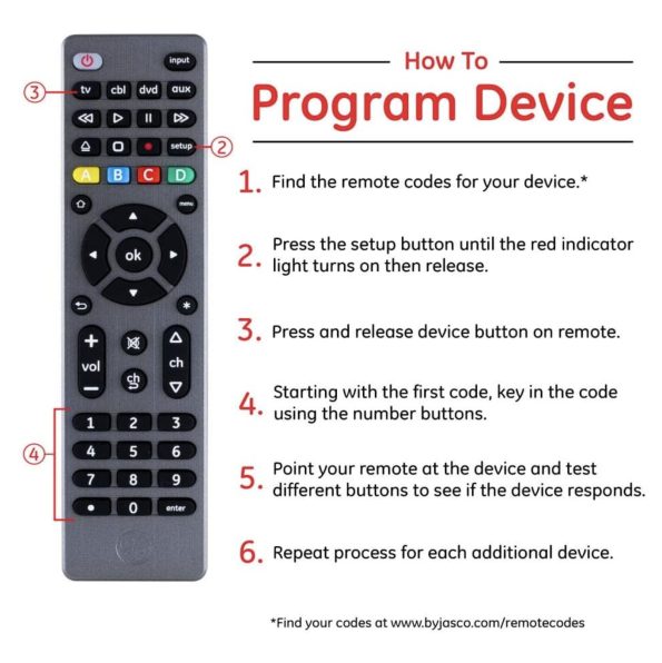 GE Universal Remote Control 4 Device Standard Graphite 1