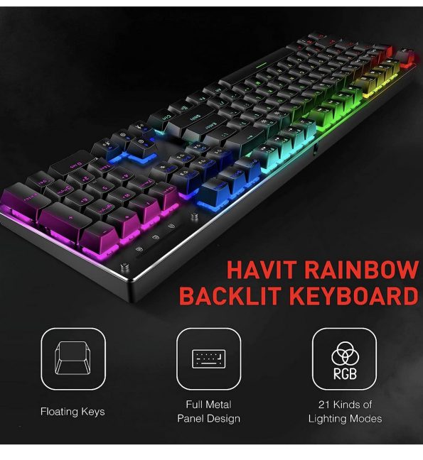 Havit Wired Mechanical Gaming Keyboard and Mouse Combo 104 RGB Keys Black 1 4