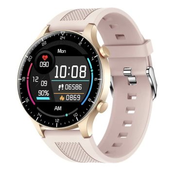 Kumi GW16T Pro Smart Fitness Tracker Watch 1.3 Inch with Heart Rate and Sleep Monitor Light Pink