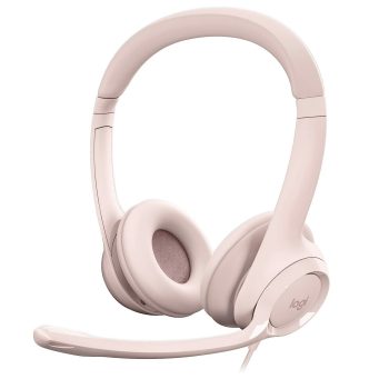 Logitech H390 Wired Headset Noise Cancelling Microphone USB In Line Controls Rose Pink