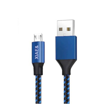 Nylon Braided Micro USB Fast Charging Cable Blue Black