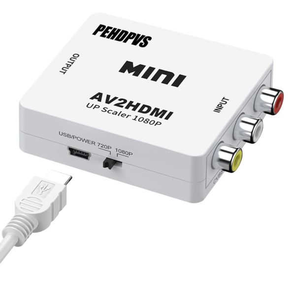 PEHDPVS-RCA-to-HDMI-Converter-AV-Input-to-HDMI-Converter-1080P-Supports-PAL-and-NTSC-White