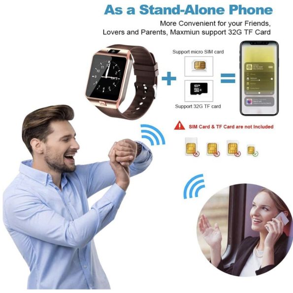 Padgene DZ09 Touchscreen Bluetooth Smartwatch Brown Rose Gold 1