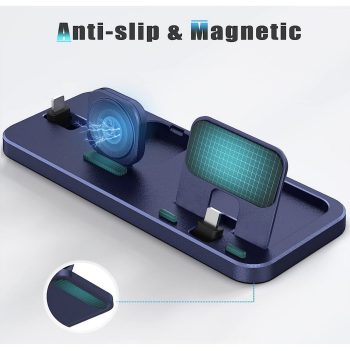 Portable Foldable 3 in 1 Wireless Charging Station Blue 2