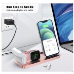 Portable Foldable 3 in 1 Wireless Charging Station Rose Gold