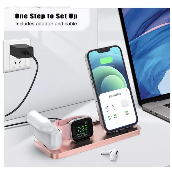 Portable Foldable 3 in 1 Wireless Charging Station Rose Gold 1