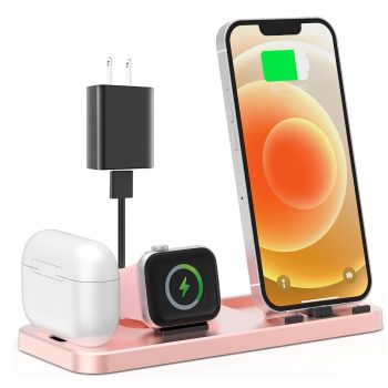 Portable Foldable 3 in 1 Wireless Charging Station Rose Gold 3