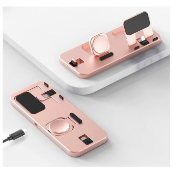 Portable Foldable 3 in 1 Wireless Charging Station Rose Gold