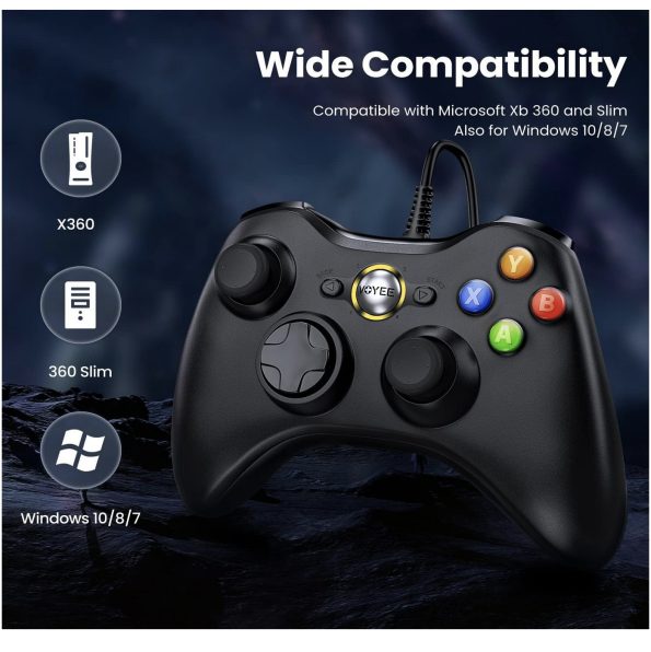 Voyee Xbox 360 PC Compatible Wired Controller Black 1