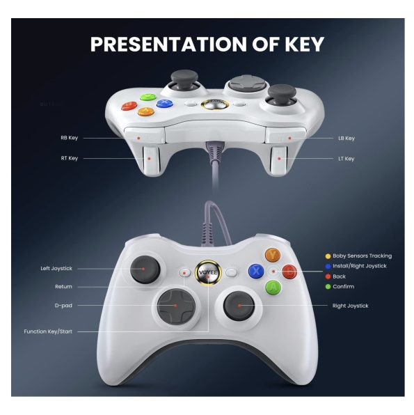 Voyee Xbox 360 PC Compatible Wired Controller White 1