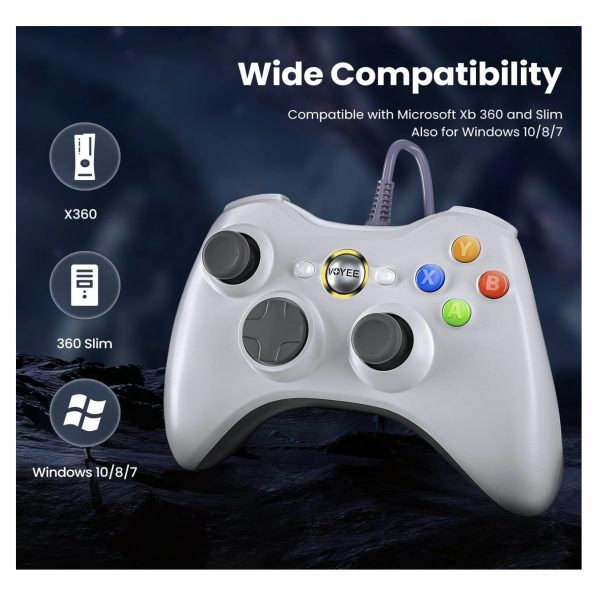 Voyee Xbox 360 PC Compatible Wired Controller White 5