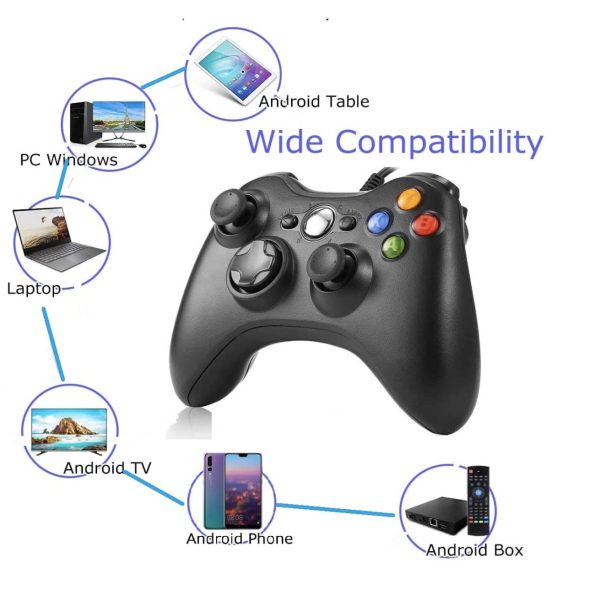 Wired Xbox 360 Style Controller For Win Android IOS MAC Black 1