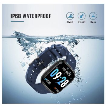 Woednx 1.4 Inch Full Touch Fitness Tracker with Heart Rate Blood Pressure and Sleep Monitor IP68 Waterproof Blue