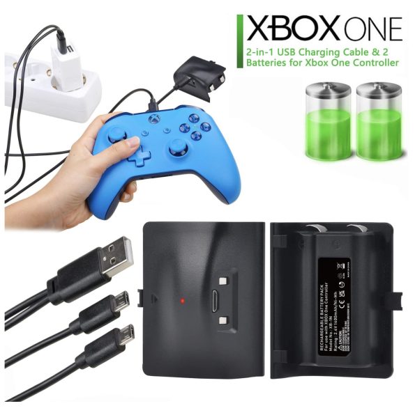 Xbox One Controller Battery Pack 2 Pack 1400mAh Rechargeable Batteries with LED Indicator 1