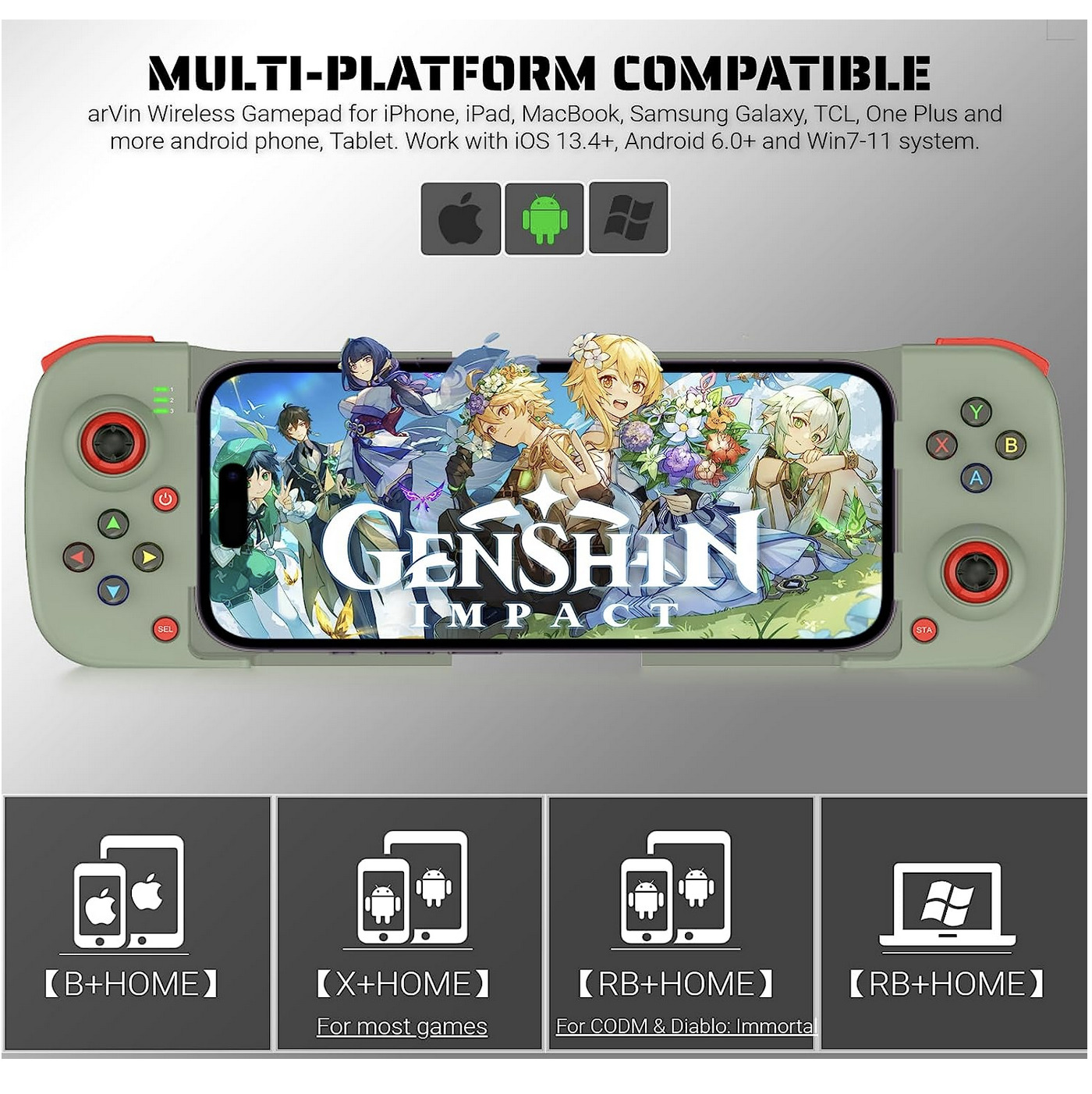 arVin Stretchable Wireless Gaming Controller 4.9 to 6.9 inch iOs Android PC 1 1 arVin Stretchable Wireless Gaming Controller 4.9 to 6.9 inch iOs Android PC 1 1