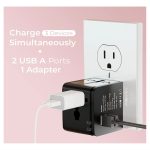 iJoy Travel Adapter with 2 USB Charging Ports for US AUS UK EU Black 1