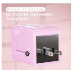 iJoy Travel Adapter with 2 USB Charging Ports for US AUS UK EU Pink