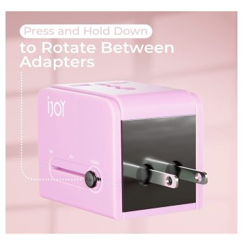 iJoy Travel Adapter with 2 USB Charging Ports for US AUS UK EU Pink 1
