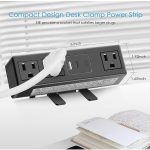 CCCEI 3 Outlet Desk Clamp Power Strip with PD 3.0 Fast Charging