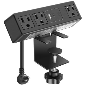 CCCEI 3 Outlet Desk Clamp Power Strip with PD 3.0 Fast Charging