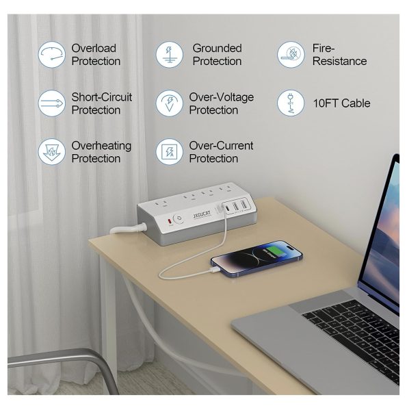 Desk Clamp Power Strip Surge Protector with 4 Outlets 2