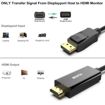 Gold Plated DisplayPort to HDMI Cable 6 Feet 1
