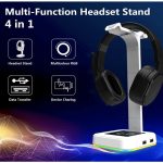 Lomiluskr D9 RGB Headphone Stand with 2 USB Ports White