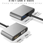 USB C AV Dock includes USB 3.0 HDMI VGA and Fast Charging PD