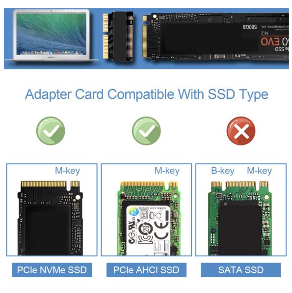 NGFF M.2 nVME SSD Adapter Card for MacBook Upgrades Compatible