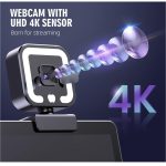 4K Web Camera with Microphone and Fill Light