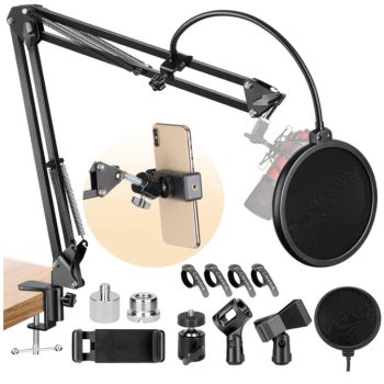 Adjustable Microphone Arm and Phone Stand Bundle