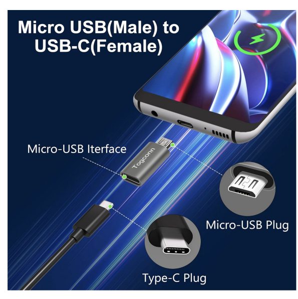 Togconn USB Type C Female to Micro USB Male Adapter 2