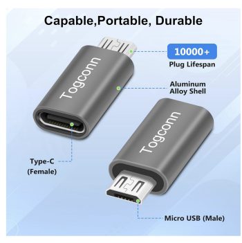 Togconn USB Type C Female to Micro USB Male Adapter