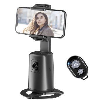 Auto Face Tracking Camera Mount with 360%C2%B0 Rotation No App Required Rechargeable Black