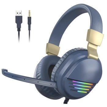 ELCTHUNDER Over Ear Wired Gaming Headphones Navy Blue