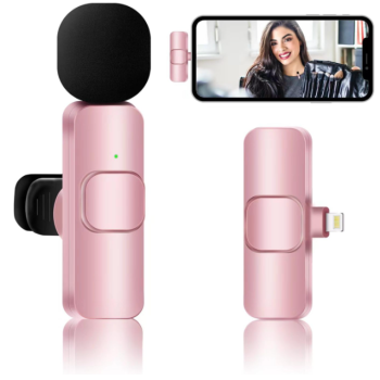 LAGIZOEC Wireless Lavalier Microphone for iPhone Pink