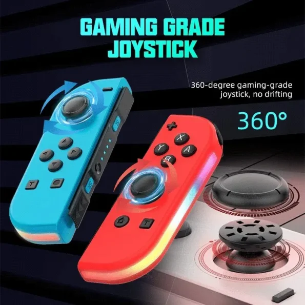 Nintendo Switch Compatible Wireless Left and Right Joycon Controllers Dual Vibration and Motion Control Supported Red Blue RGB