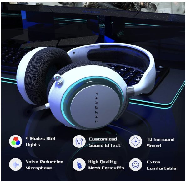 Targeal RGB Gaming Headset with Microphone White 4